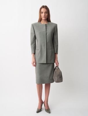 Luna Pencil Skirt, Grey
