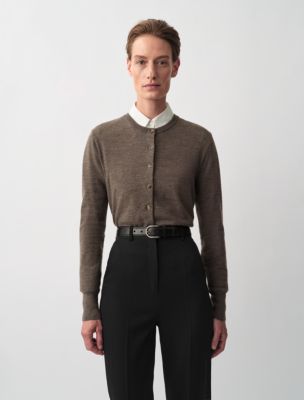 Lila Classic Cardigan, Fudge Melange