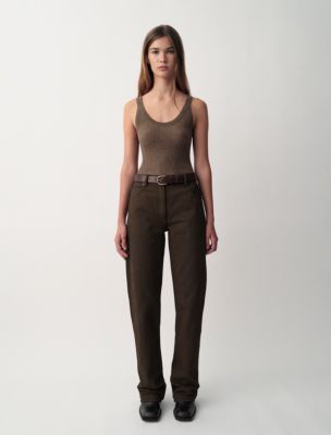 Ella Ribbed Tank Top, Fudge Melange
