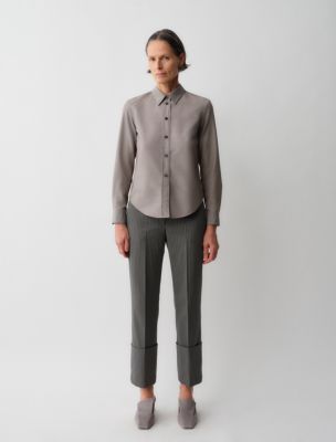 Sophie Button-Down Shirt, Melange Dove