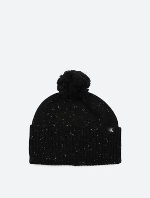 Monogram Logo Pom-Pom Beanie, Black Beauty
