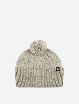 Monogram Logo Pom-Pom Beanie, History Heather Grey