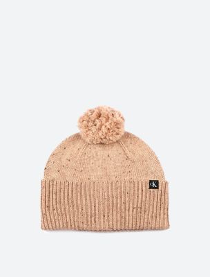 Monogram Logo Pom-Pom Beanie, Dusty Rose