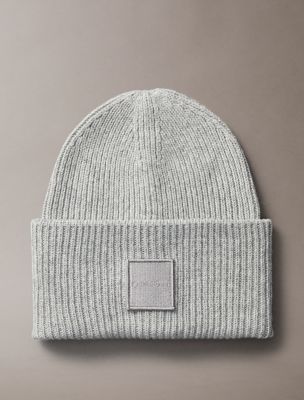 Ribbed Monogram Logo Badge Beanie, History Heather