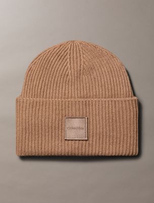 Ribbed Monogram Logo Badge Beanie, Amphora