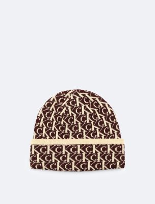 Allover Monogram Logo Beanie, Tawny/Unbleached