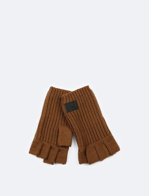 Men's Ribbed Knit Gloves, Coffee Liqueur
