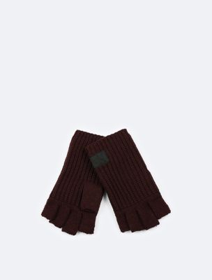 Men's Ribbed Knit Gloves, Tawny Port Heather