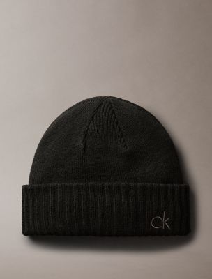Embroidered Monogram Logo Beanie, Black Beauty