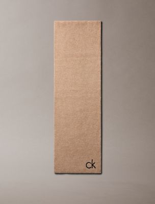 Embroidered Monogram Logo Scarf, Timeless Camel